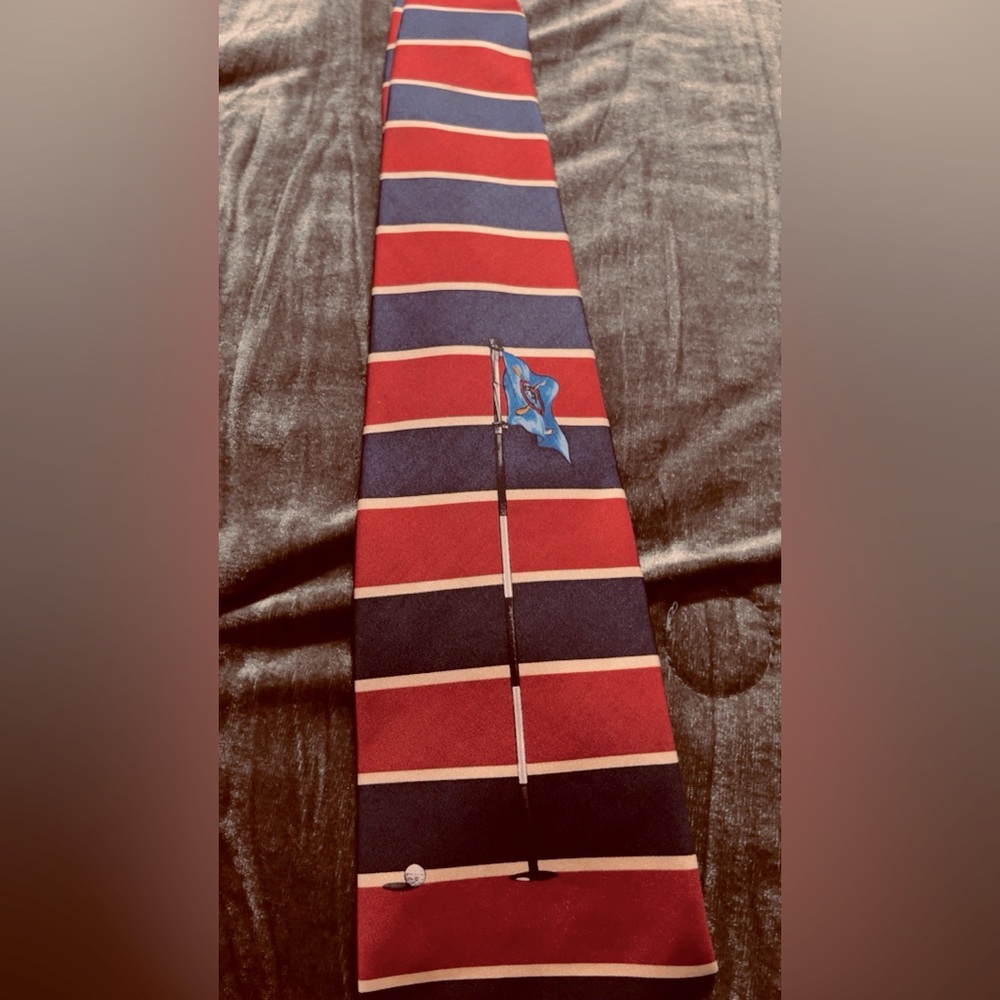 Ralph Lauren  Vintage wine/red and navy striped hand made tie. 100% silk